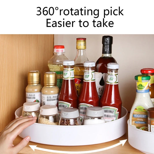 360 Degree Rotating Cabinet Organizer Kitchen Bathroom Cosmetic Turntable Storage Tray